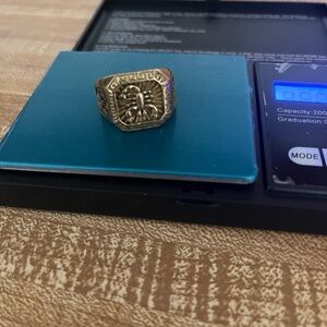 18k Men's Gold Ring with Intricate Design